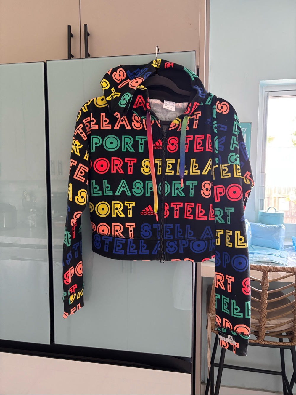 adidas by Stella McCartney Black Multicolor Logo Hoodie Jacket